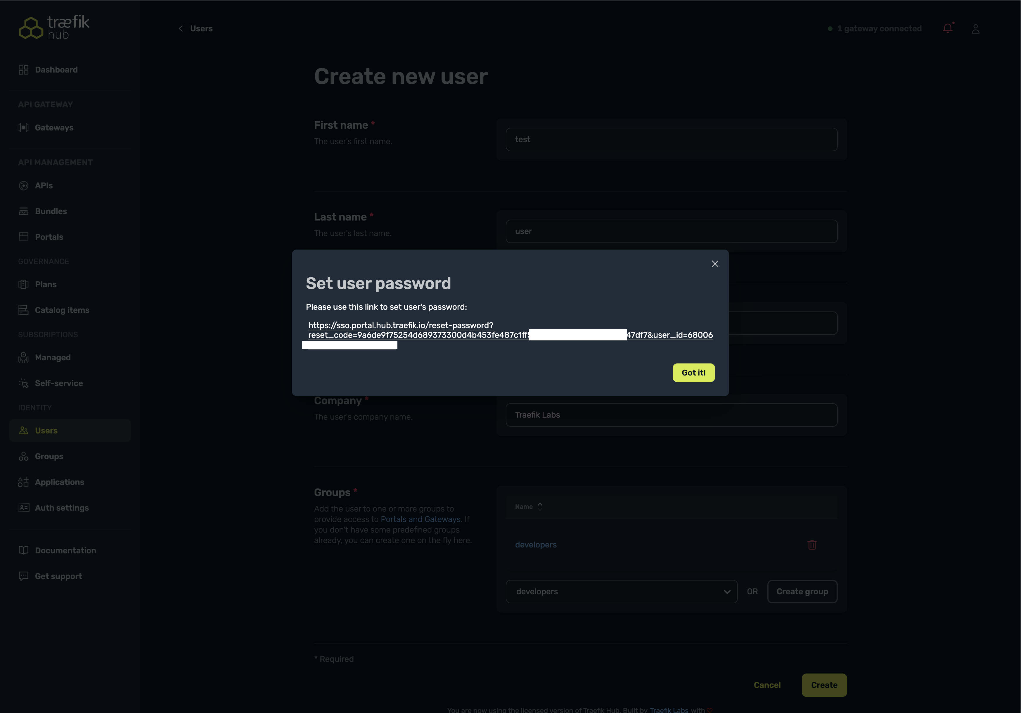 Create New Password Modal